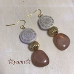 アンティークピアス*ベージュホワイト