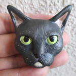 ＊ｍ様ご予約品＊FACEブローチ（黒猫のM君）