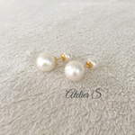【オーダー制作品 再販5】一粒のコットンパール12mm×パールピアス(パールキャッチ)