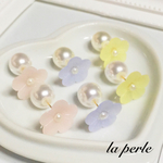 <送料無料>春のフラワーパールバックキャッチピアス