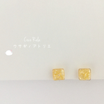 カケラたっぷり☆square earrings 黄色ver
