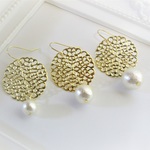 透かしサークル＆国産コットンパールピアス  (3size)   〈large circle〉