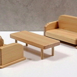 ミニチュア家具　桧(ヒノキ)ソファー3点セット