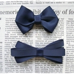 シンプルリボンバレッタ＆ヘアクリップset　NAVY