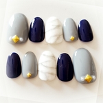 大理石ネイルGrey×Azure