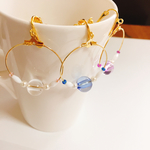 春のパステルカラービーズとパールのフープイヤリングorピアス