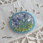 刺繍ブローチ(オーバルラベンダー)