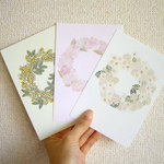 切り絵のお花リースポストカード＜春＞