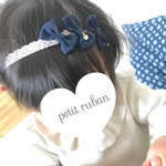 《送¥0》三つ子リボンのヘアバンド✿ネイビー