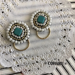 ターコイズ♡フープ付きピアス/イヤリング