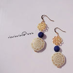 アンティーク×ネイビー ピアス