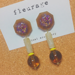 55 ミルクティーカラー♡ドライフラワーピアス レジンピアス