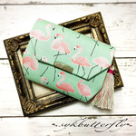 cambel 様  オーダー品✾ミニ財布✾コインケース タッセル付き♡フラミンゴ柄(yellow green)