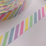 【パステルイースター☆ストライプ】グログランリボン　22mm×2ヤード