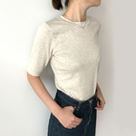 日本製オーガニックコットン 形にこだわった大人の4分袖無地Tシャツ アイボリー 【サイズ展開有】