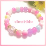 spring💐ブーケ天然石 幸運キャンディジェイド×ジェイド×トンボ玉  ピンク