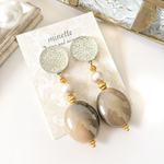  Vintage Luster♡ミルクティーミラー おおぶりピアス