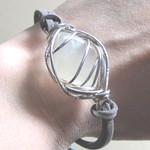 ★ムーンストーンワイヤーラップブレスレット★silver