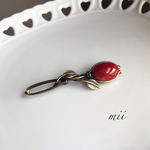 vintage チューリップブローチ ダークレッド