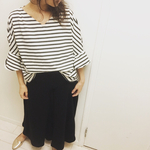 再販7  春♡ネイビーボーダーフレアスリーブトップス♡