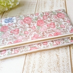 【Ｙ様オーダー品】リバティ＊Wファスナーポーチ（20cm）＊Felicite（ピンク）