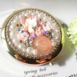 ラージサイズ　ピルケース＆コンパクトミラーpink night garden　レジン