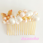 再販♡蝶々とパールのヘアコーム
