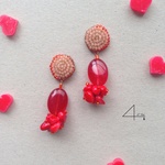 ☆残り在庫分のみ【受注制作】nuts×nuts×nuts(red) ピアス・イヤリング