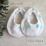 Baby bib♡  森の動物×黄緑ドット
