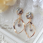  オススメ♡【新作13】大人グレージュ×スワロフスキー♡イヤリング＊ピアス 
