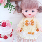  メルちゃん フリフリ オレンジ×イエローワンピース ドレス風
