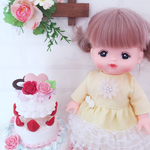 メルちゃん フリフリ お花♩イエローワンピース ドレス風
