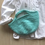 ｛再販3｝《受注生産》アイスブルー 麻ひものかごバッグ マルシェバッグ