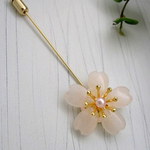 桜の花のハットピン（ピーチクォーツ-D）