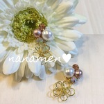ワイヤーフラワーのビジューのピアス☆イヤリング