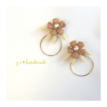 accan様限定商品となります！レザーフラワーフープピアス♡
