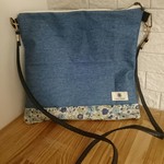 斜めがけ帆布ショルダーバック(青紫花柄&デニム帆布)