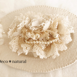 アンティーク染めnaturalレースバレッタ＊