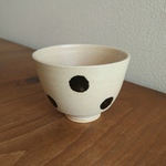  お茶碗  黒水玉