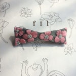 花刺繍のリボンバレッタ   mini
