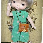 No.９　オビツ11☆サロペットパンツ＆レザーバッグ