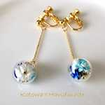 春♡【blue系】ガラスドームイヤリング♡ハンドメイド