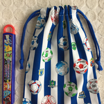  サッカー 青×白 巾着袋 ☆入園入学☆