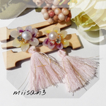 春:お花🌸ストーン:フリンジピアス:送料無料