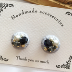 【再販2】大人グレーの刺繍糸のピアス・イヤリング