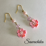 つまみ細工 桜のピアス(イヤリング）コットンB
