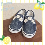 thank you価格♡【M/L】デニムフラワースリッポン♪