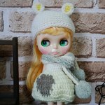 るびぃ31[白茶ぶちうさぎワンピ3点セット]ブライス アウトフィット Blythe