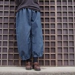 着物リメイク*もんぺパンツ*青