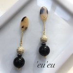 《再販》べっ甲✖︎ブラックビーズ ゆらゆら ピアス/イヤリング